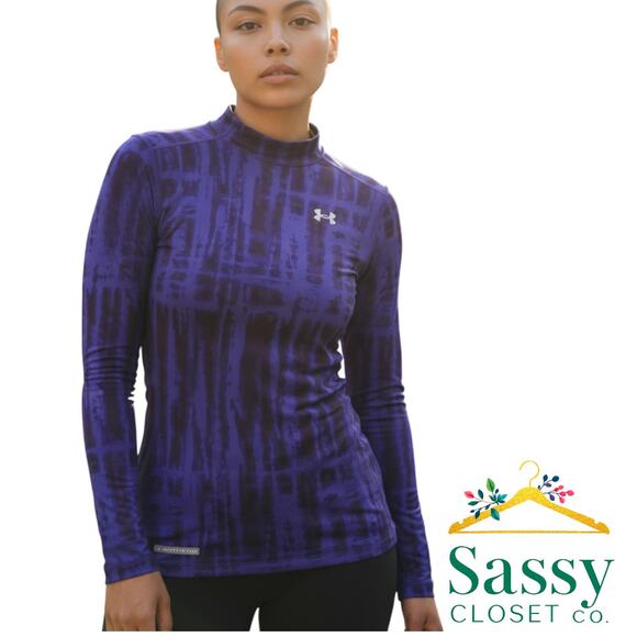 Under Armour Purple Tie Dye ColdGear Top M – Long Sleeve Fitted, EUC - Picture 1 of 8